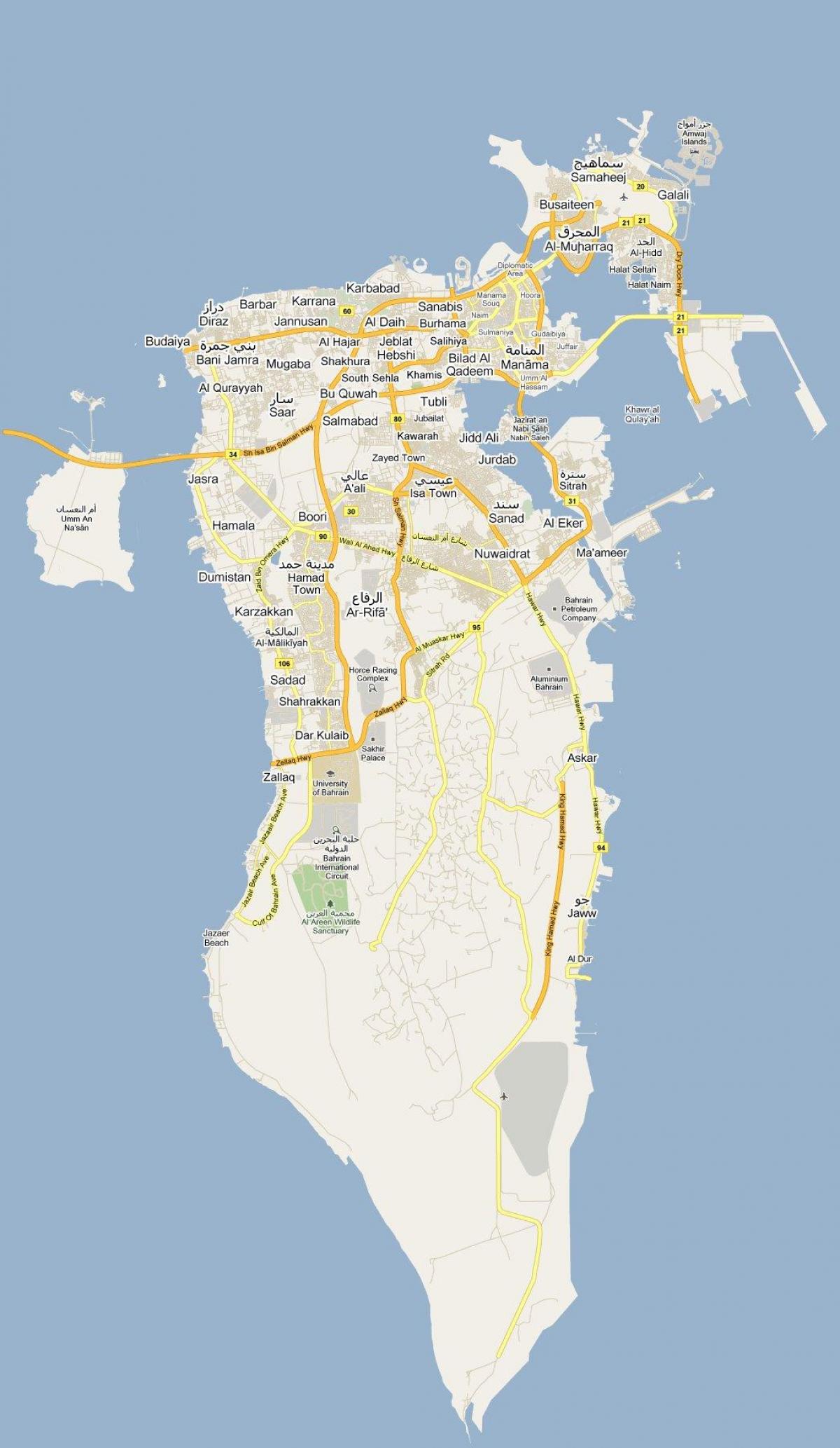 Karte von street-Stadtplan von Bahrain