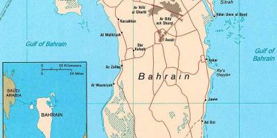 Karte von Bahrain und den umliegenden Ländern