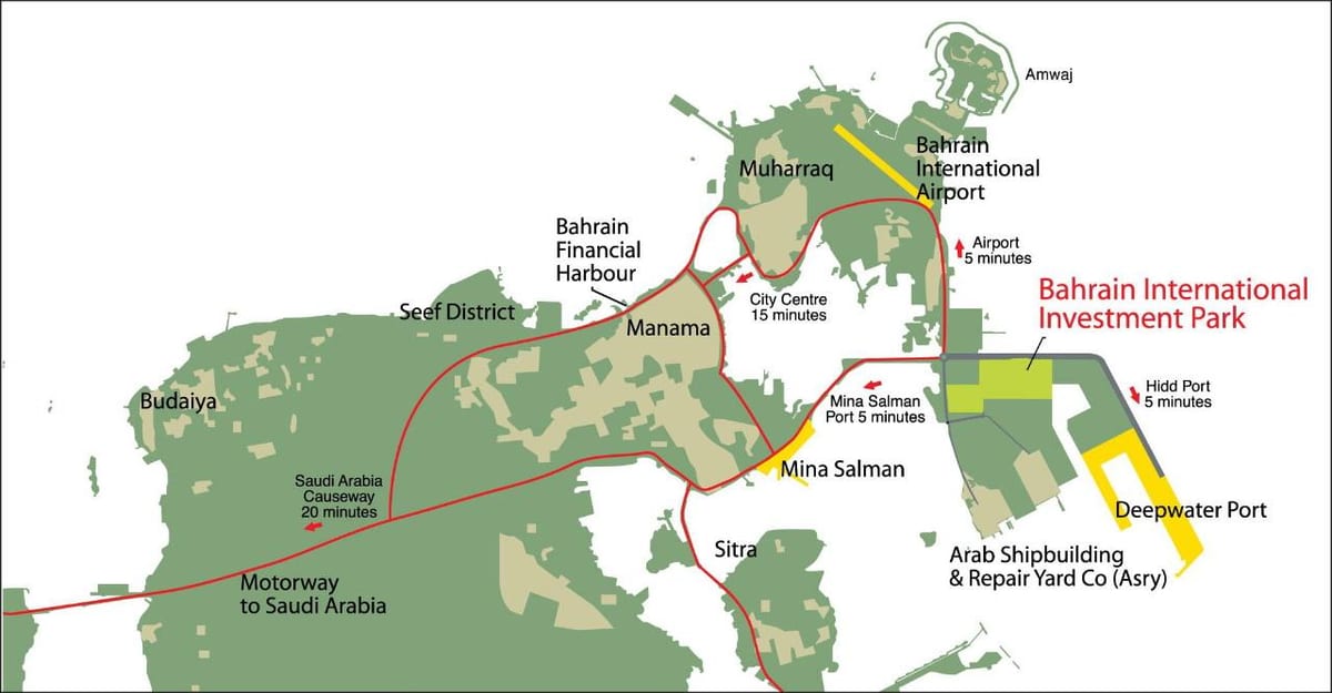 Karte von Bahrain bis 2030