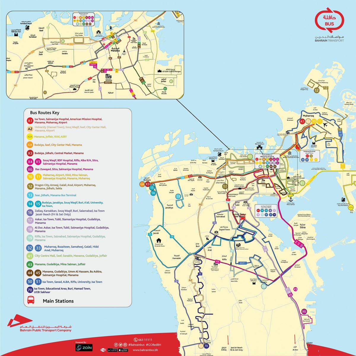 Karte von Bahrain-bus