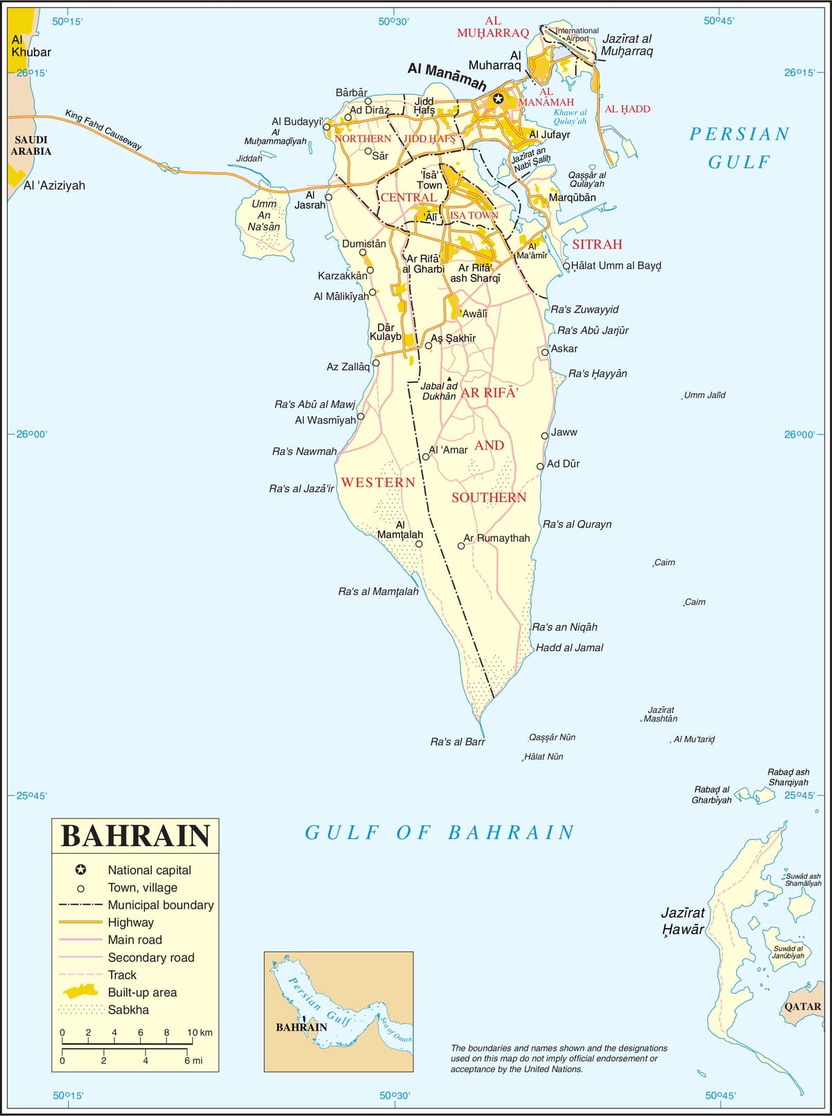 Bahrain politische Karte