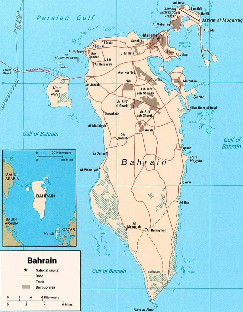 Karte von Bahrain road map locator